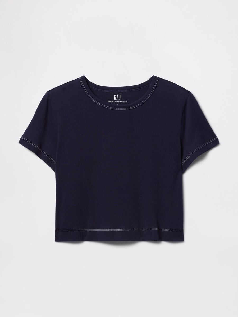 Blue cropped T-shirt in cotton_3