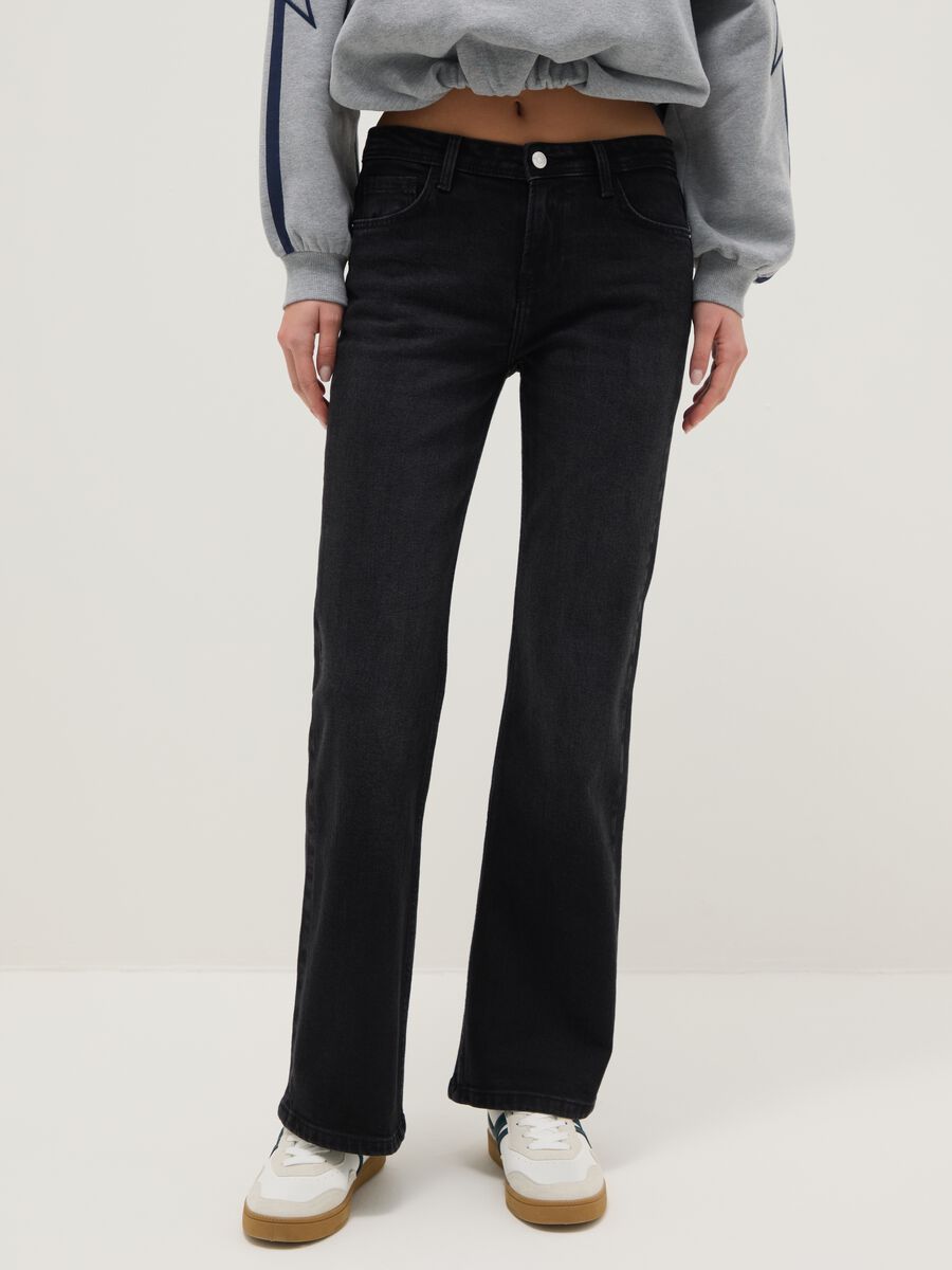 Jeans neri in cotone elasticizzato vestibilit&agrave; bootcut_1