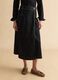 Black stretch cotton skirt regular fit with belt_1