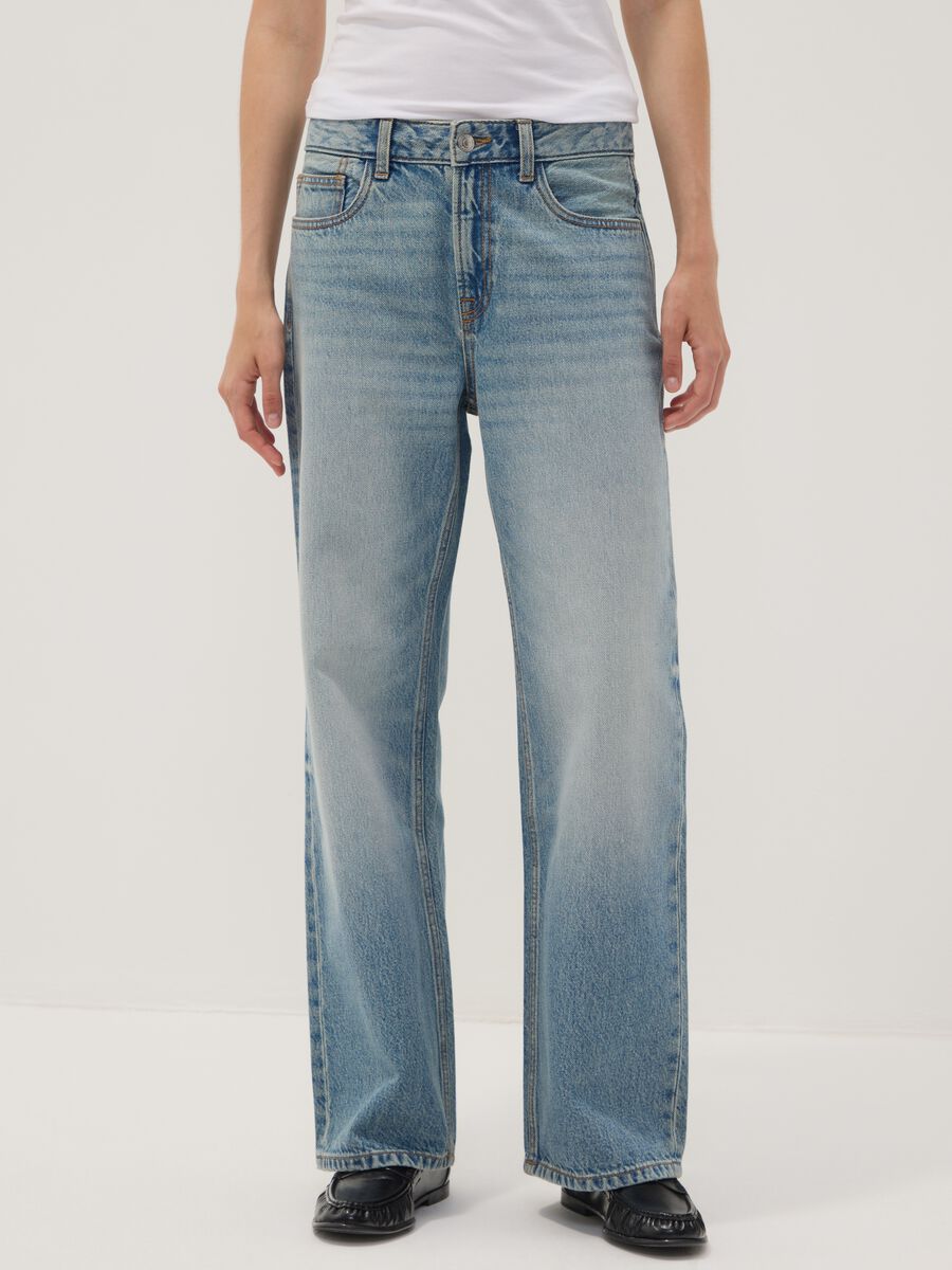 Light blue pure cotton straight-fit jeans_2