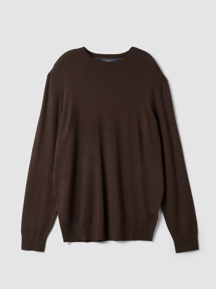Brown crew-neck jumper in viscose blend, regular fit_0