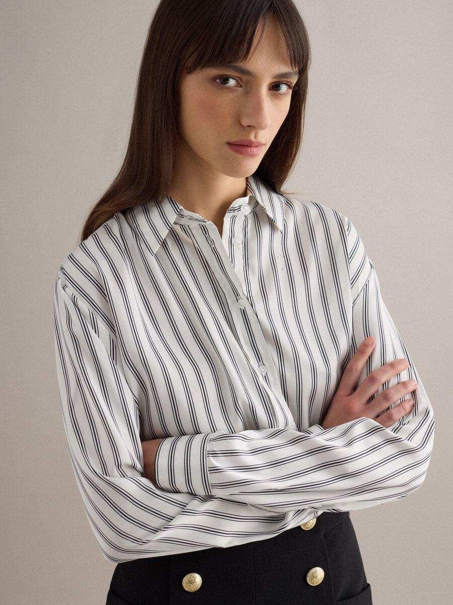 Camicia a maniche lunghe a righe multicolor regular fit_0