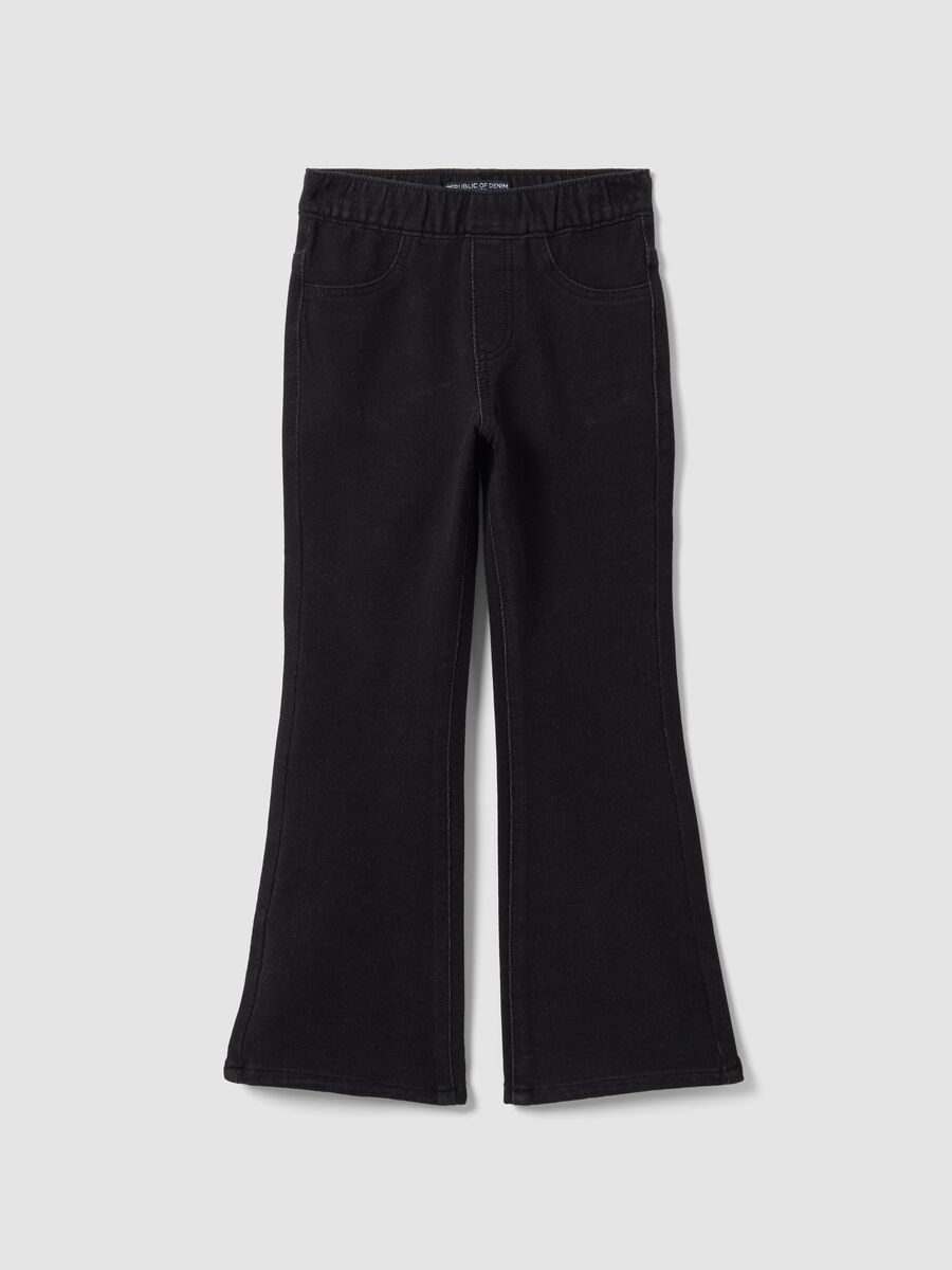 Girls&rsquo; black flared stretch-cotton jeggings_0