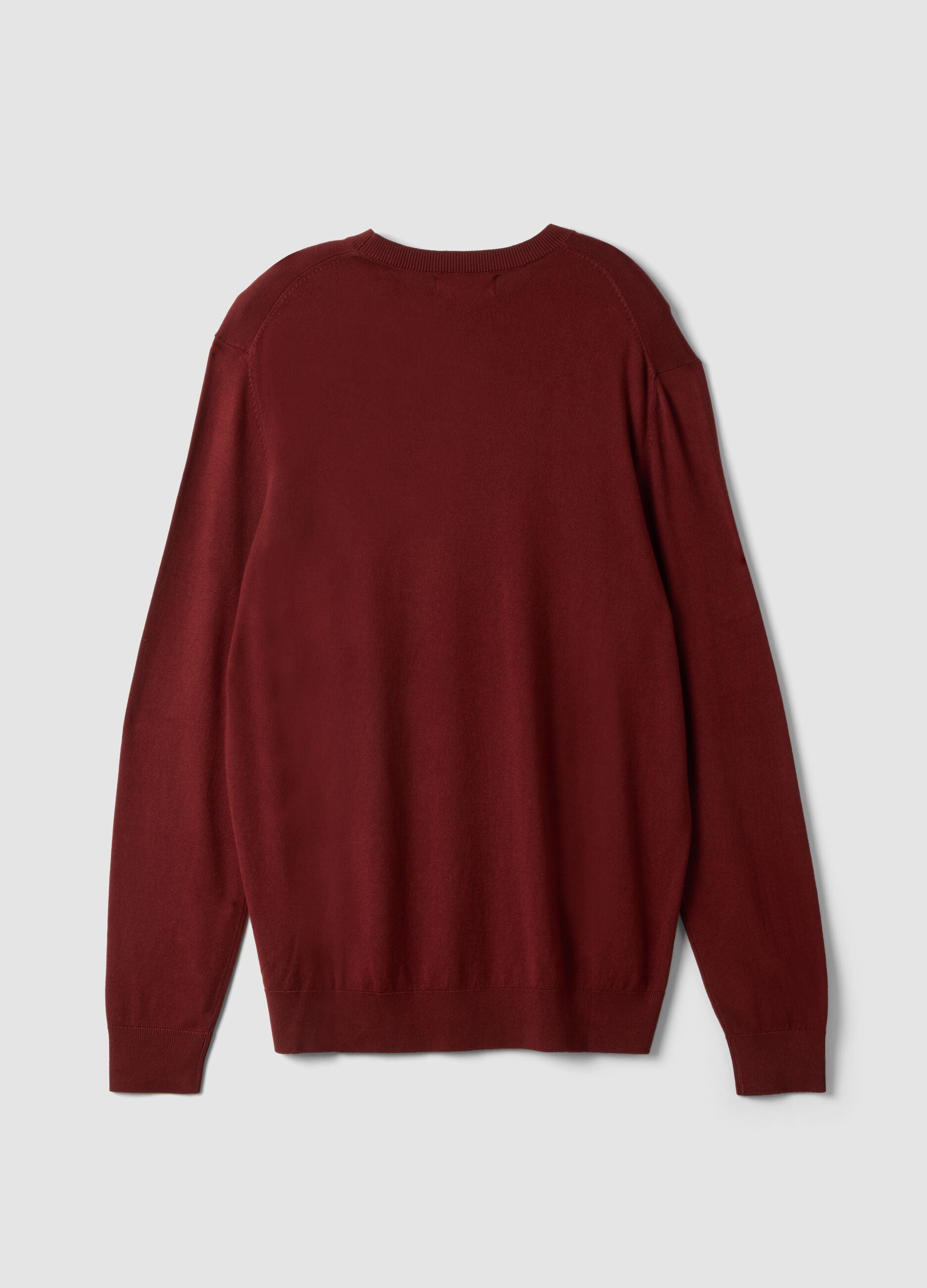 Brick red crew-neck viscose-blend jumper, regular fit