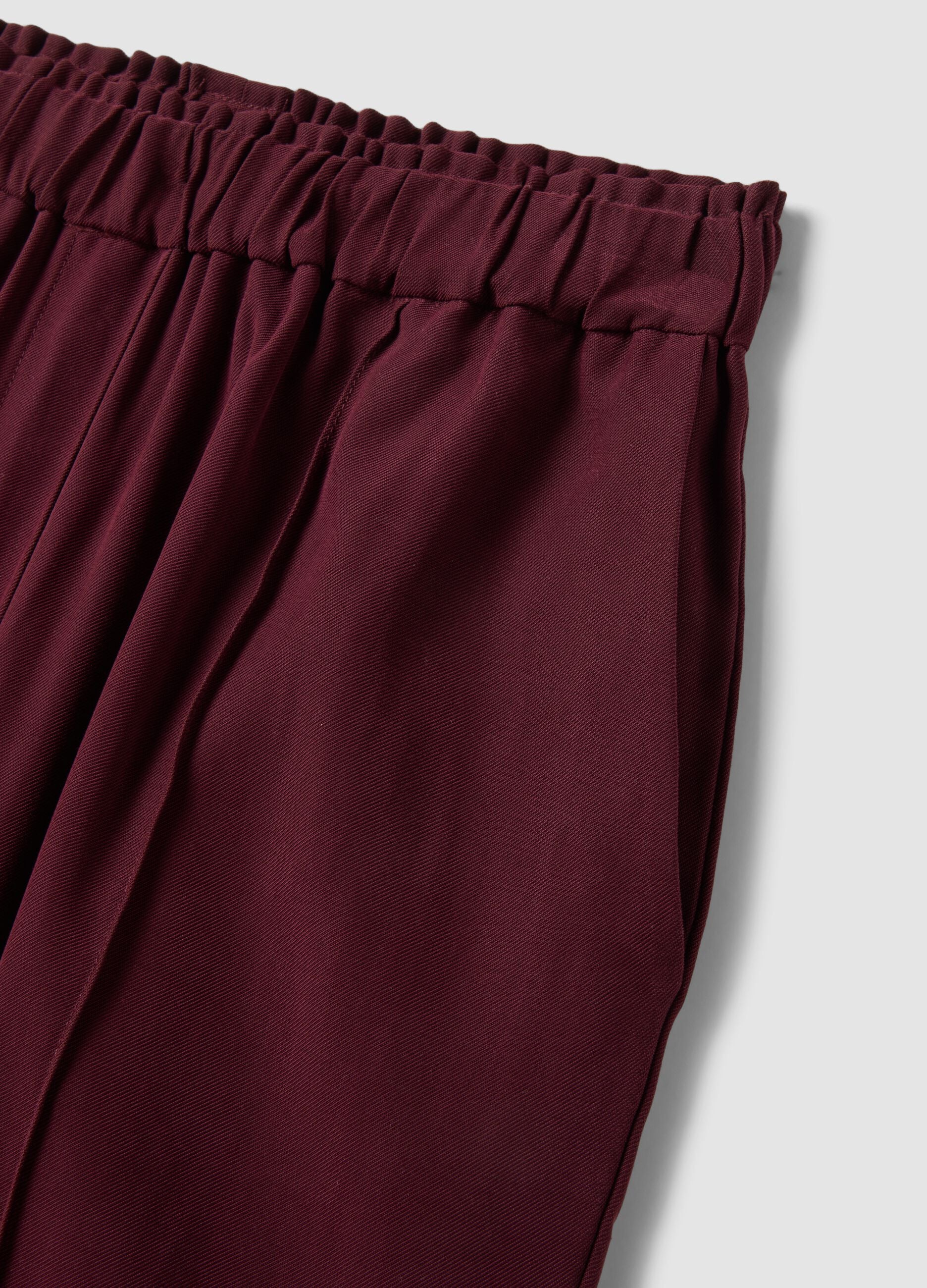 Red viscose-blend wide-leg joggers