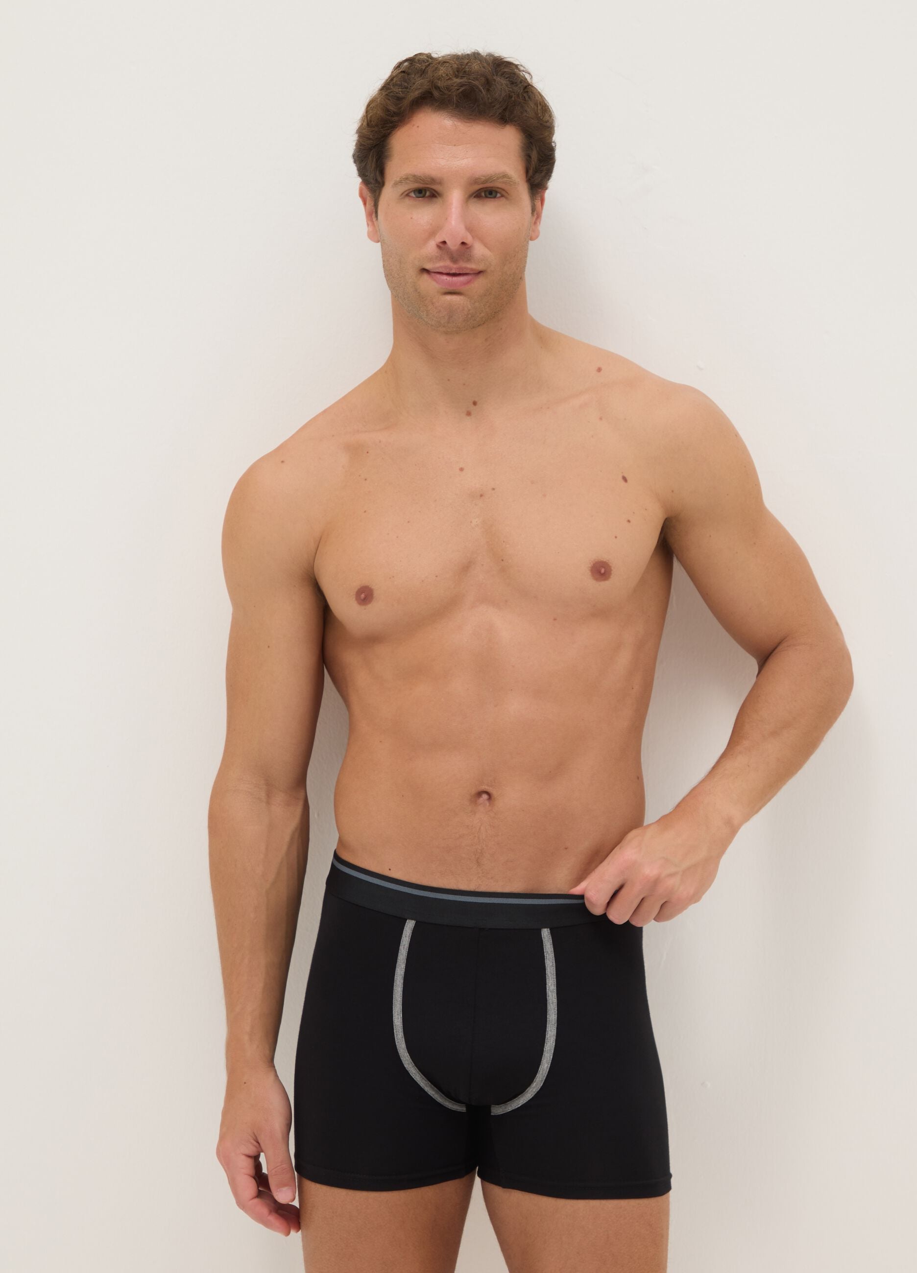 3-pack of multicolour regular-fit midi boxer briefs in stretch organic cotton