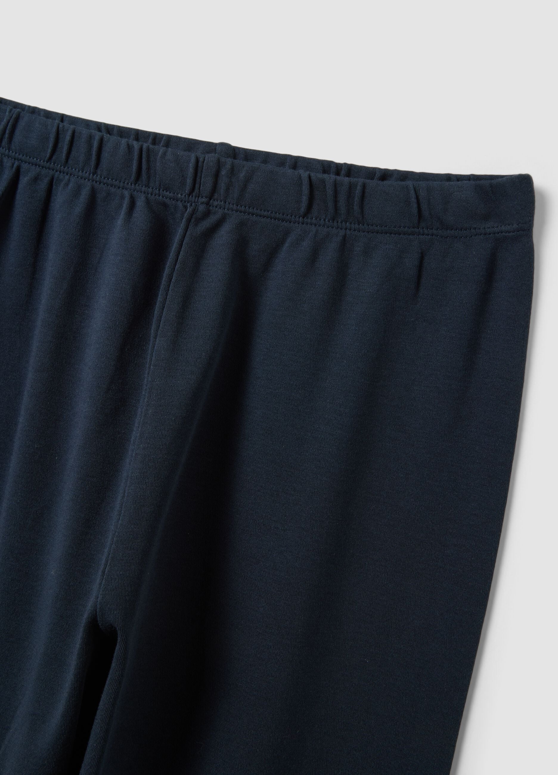 Blue and white crew-neck pyjamas in organic cotton and viscose blend