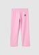 Slim fit pink elasticated cotton leggings for girls with star detail_0