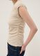 Beige pure cotton tank top with side ruching, regular fit_2