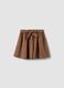 Brown pure cotton girls' skirt regular fit with bow_3