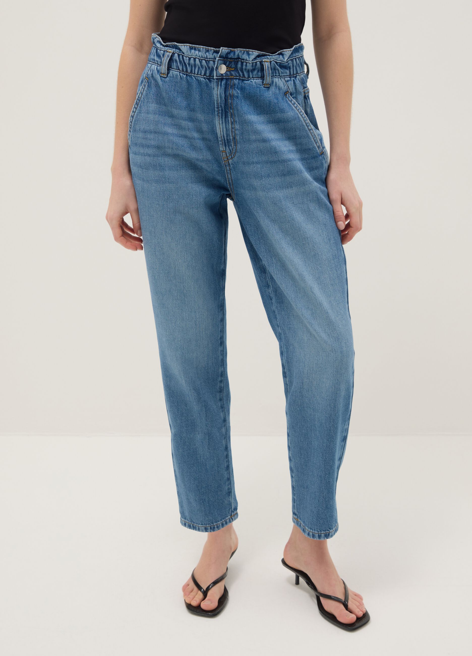 Blue Pure Cotton Baggy Trousers
