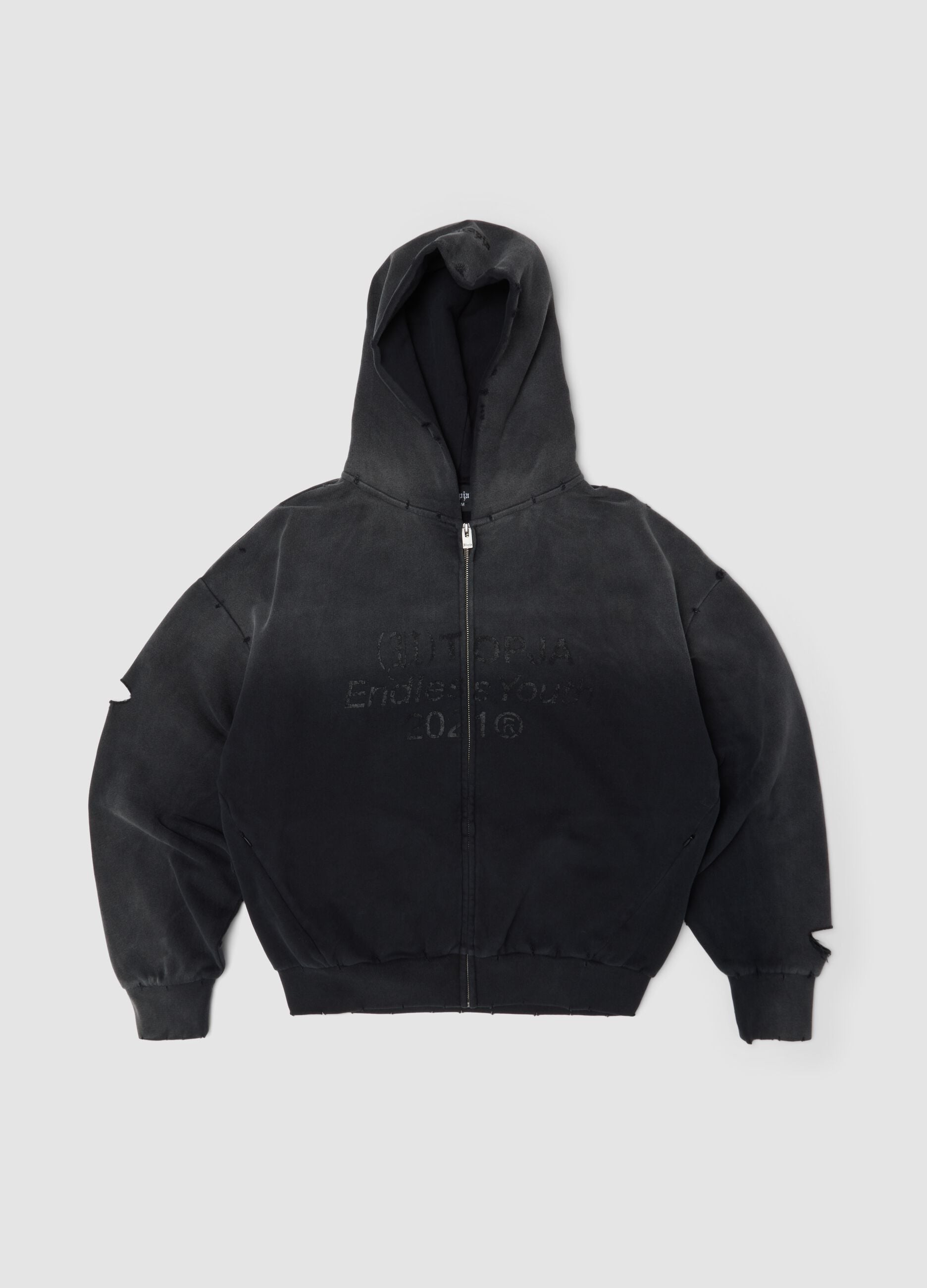 Full-zip Hoodie Sunfaded Black