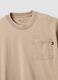 Beige pure cotton T-shirt with chest pocket, regular fit_5