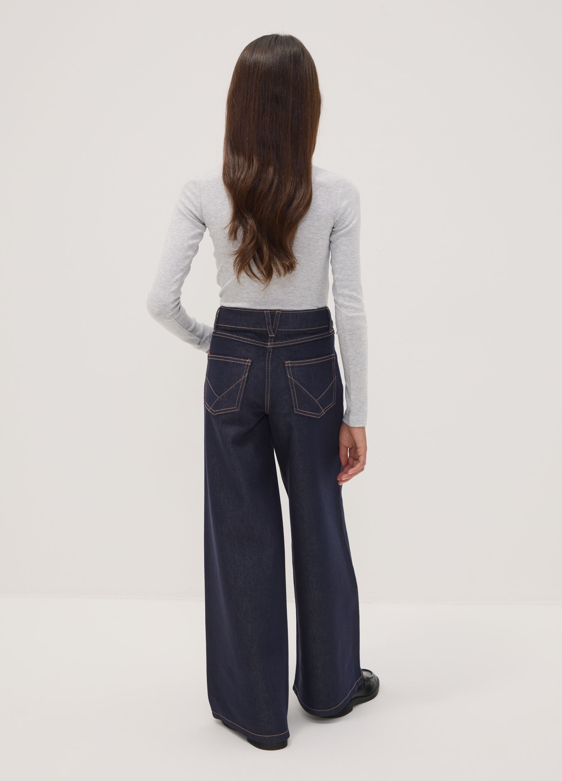 Blue wide-leg jeans in a cotton and lyocell blend