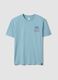 Blue short-sleeve pure cotton T-shirt with print, relaxed fit_4