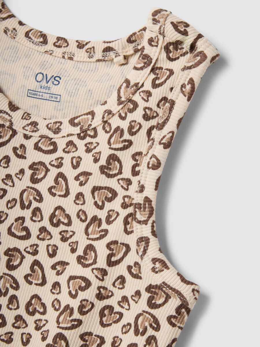 Beige ribbed stretch cotton tank top_2