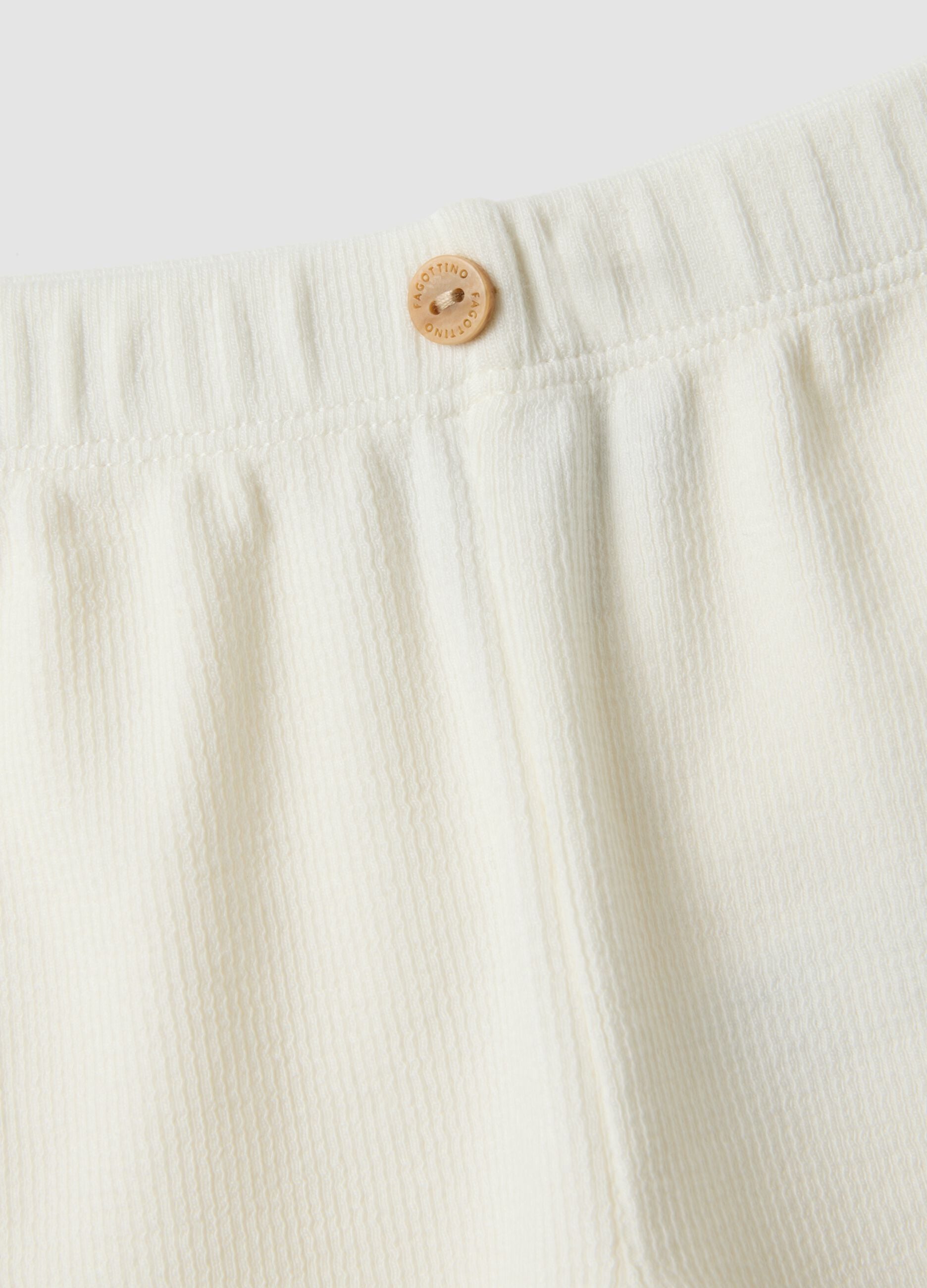 White organic cotton set with wrap-over bodysuit for baby girl