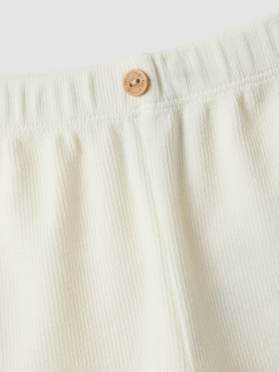 White organic cotton set with wrap-over bodysuit for baby girl_2