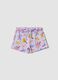 Purple organic cotton floral shorts for baby girl_0