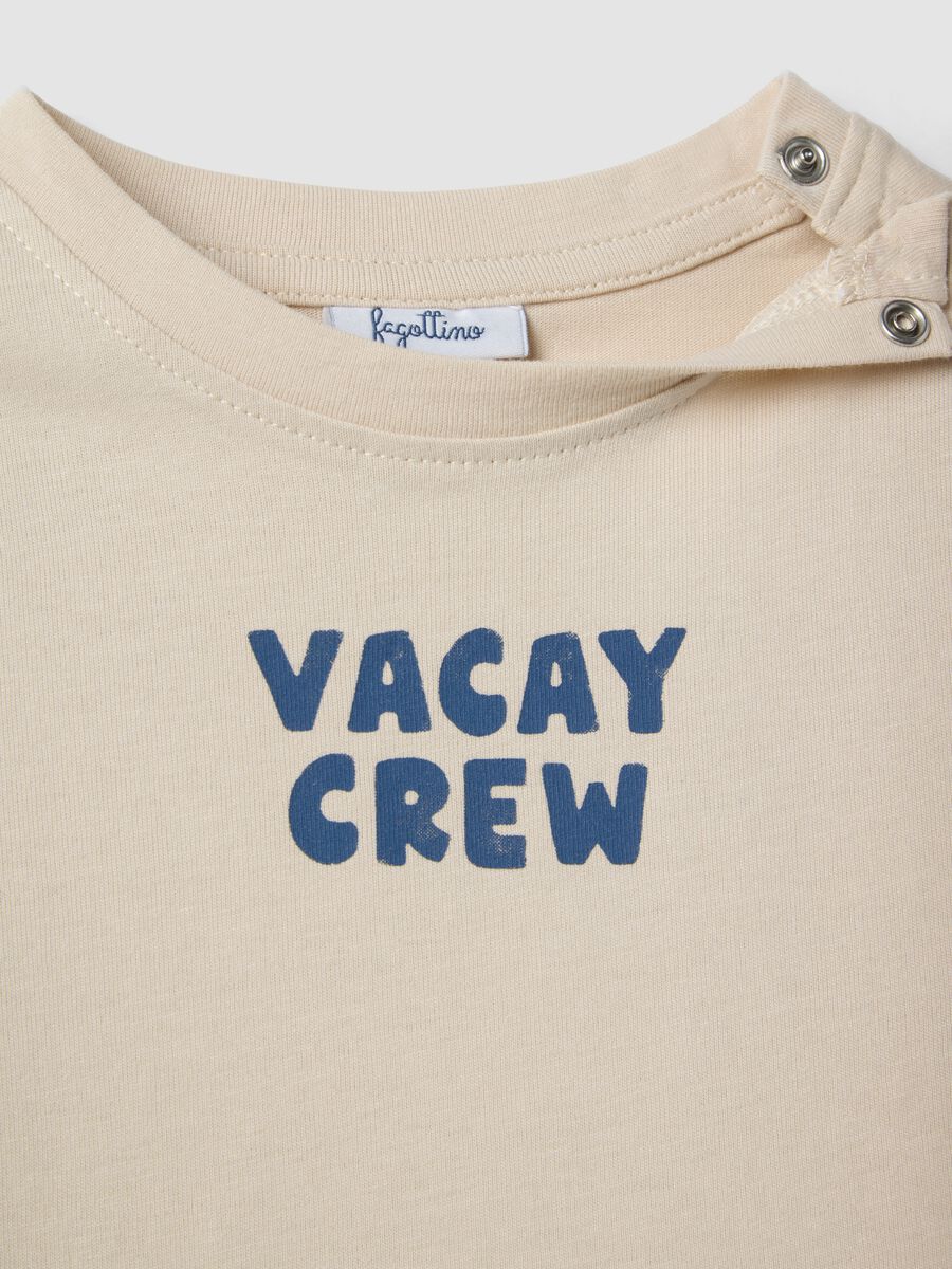 T-shirt in puro cotone beige da bimbo regular fit con stampa_2