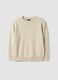 Beige pure cotton crew-neck oversized fit jumper for boys_0
