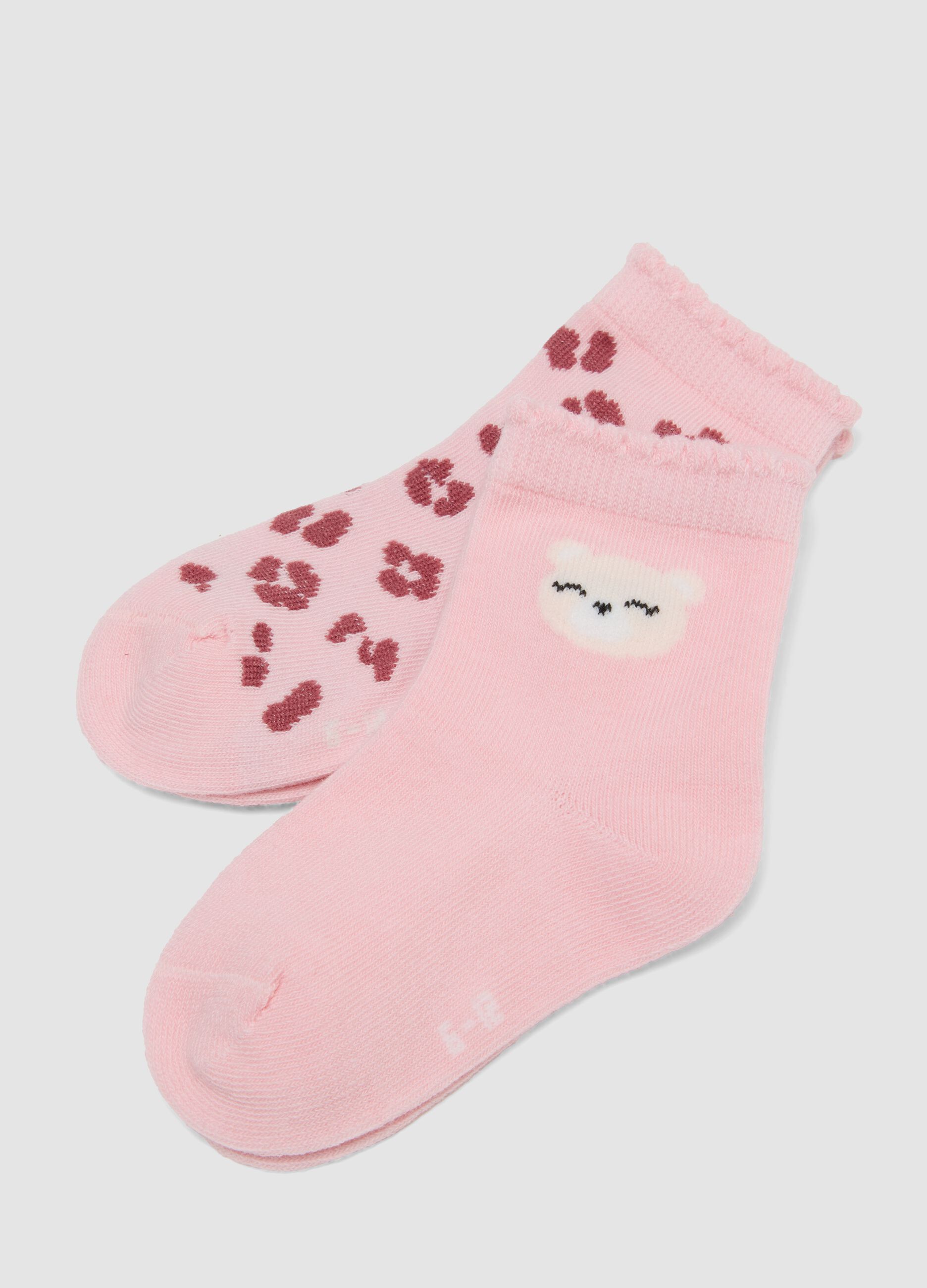 3-pack of pink and red patterned stretch organic cotton socks
