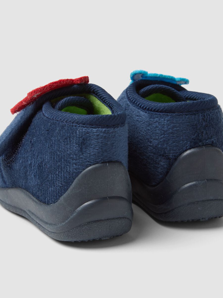 Blue slippers with embroidered monsters_2