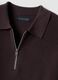 Brown pure cotton polo with zip and classic collar_5