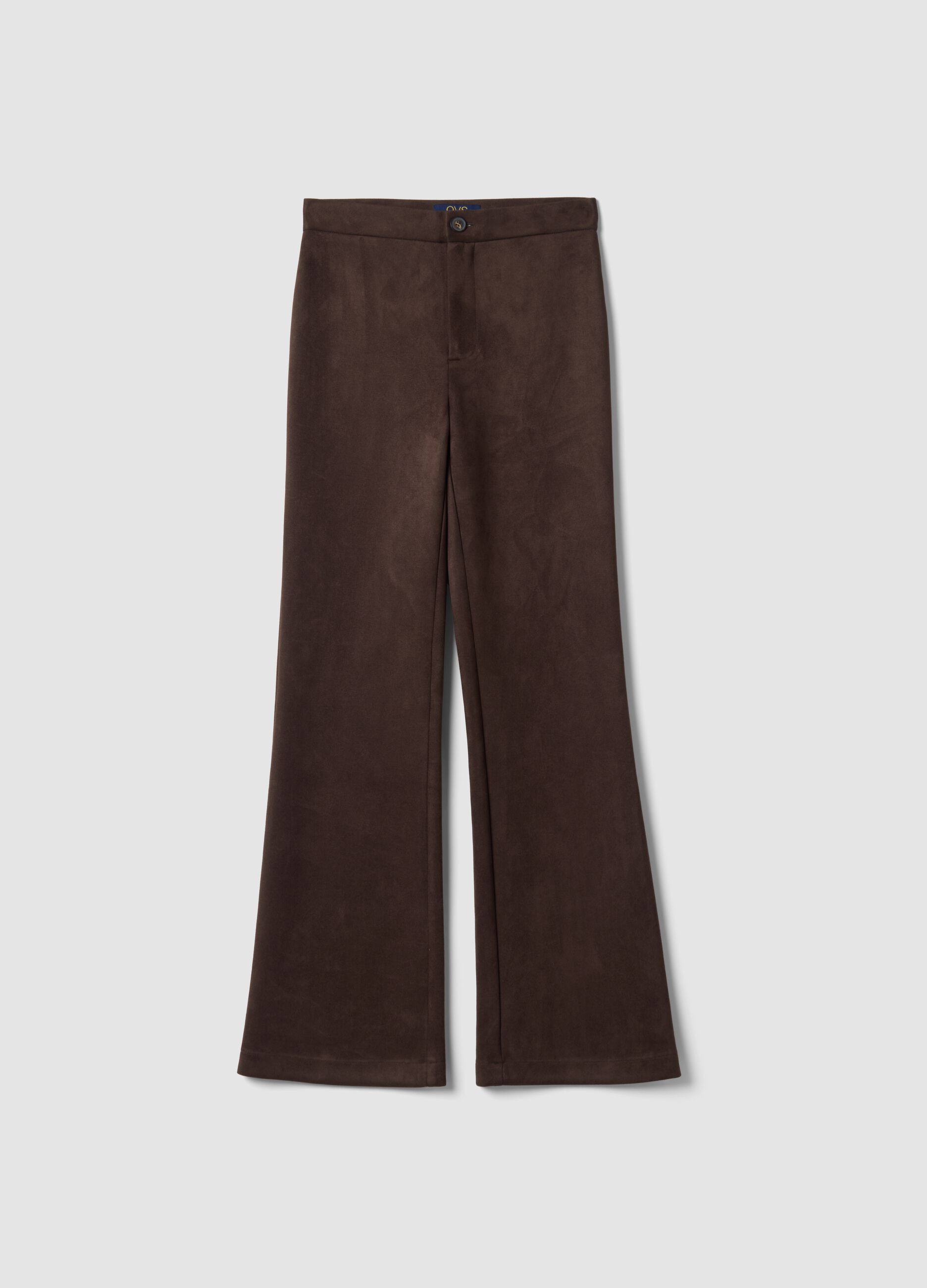 Brown flared trousers in stretch fabric