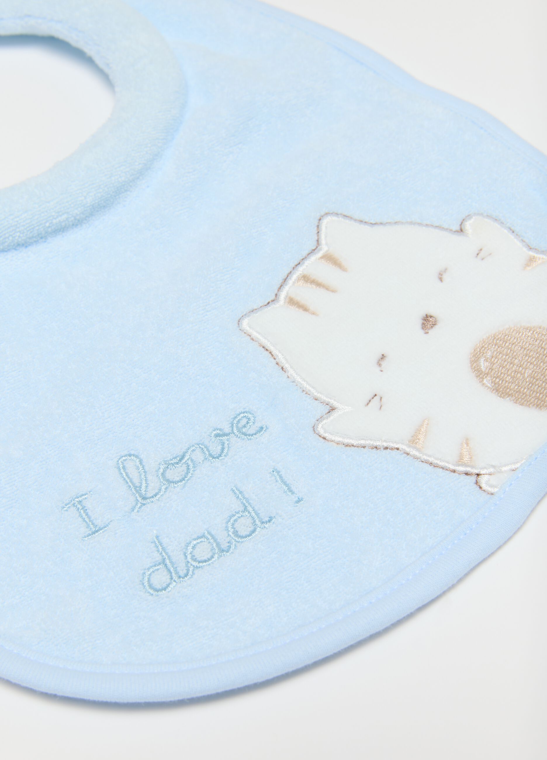 Pack of two blue pure cotton regular fit bibs for infants