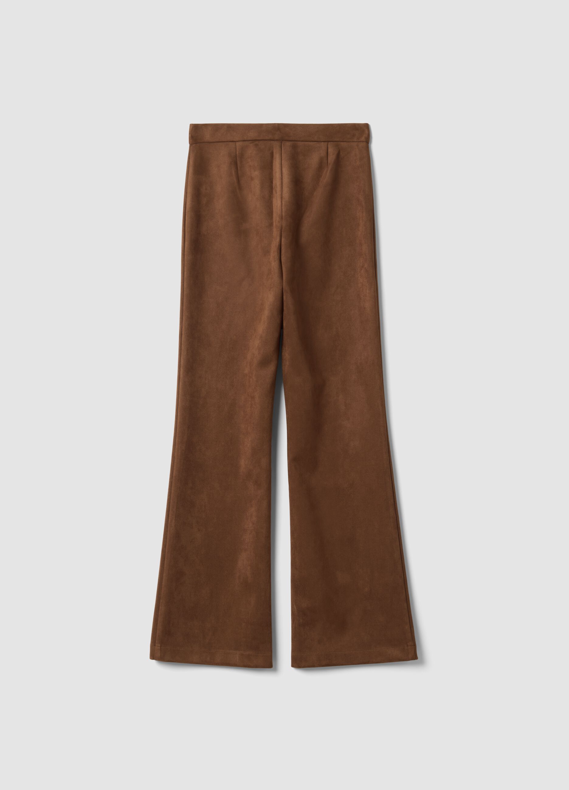 Brown flared trousers in stretch fabric