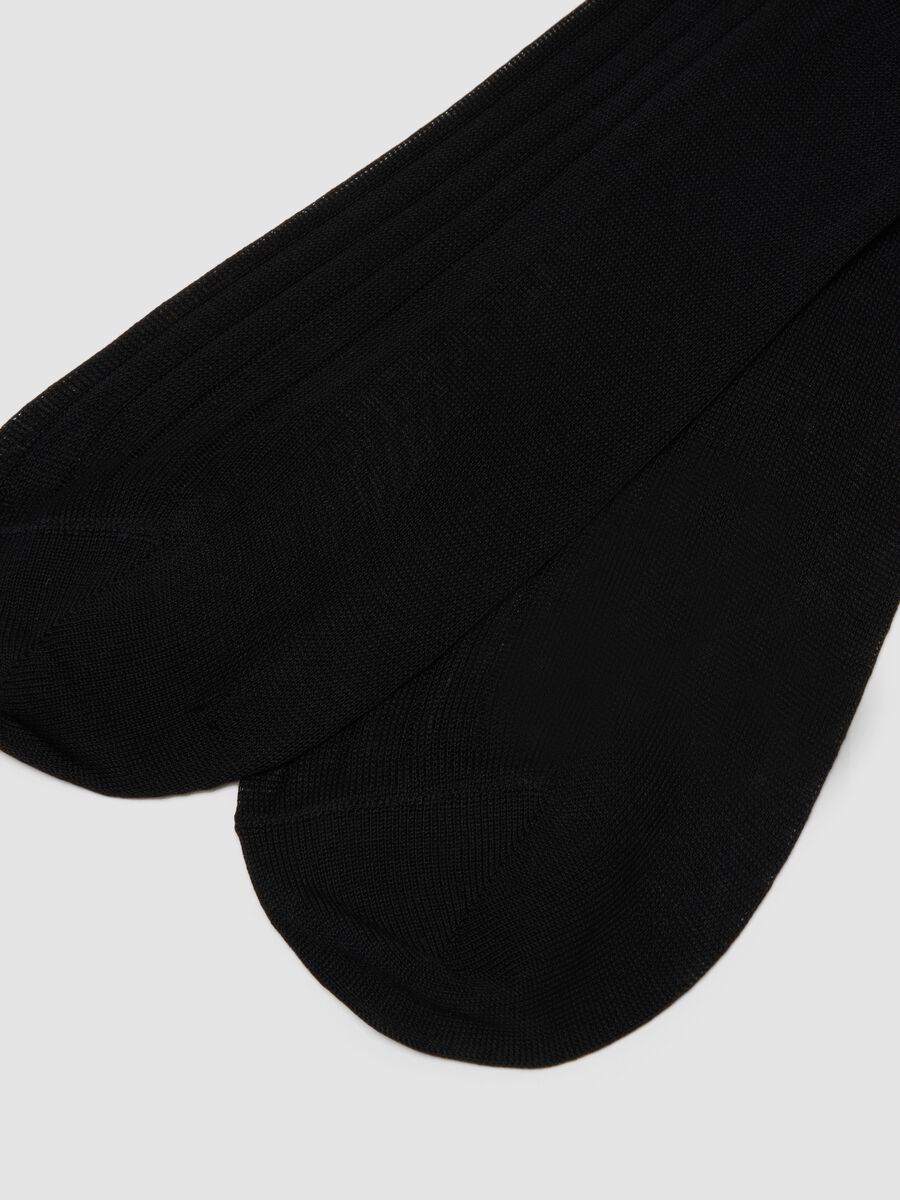 Black long socks in pure cotton_1