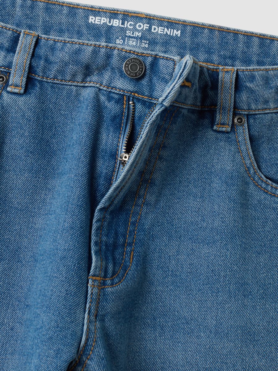Light blue slim-fit cotton and viscose blend jeans_6