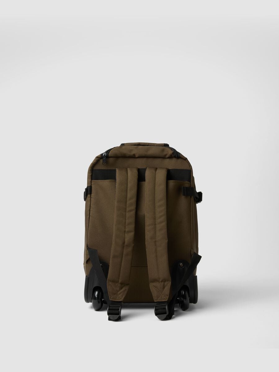 Brown trolley bag with shoulder straps and telescopic handle_1