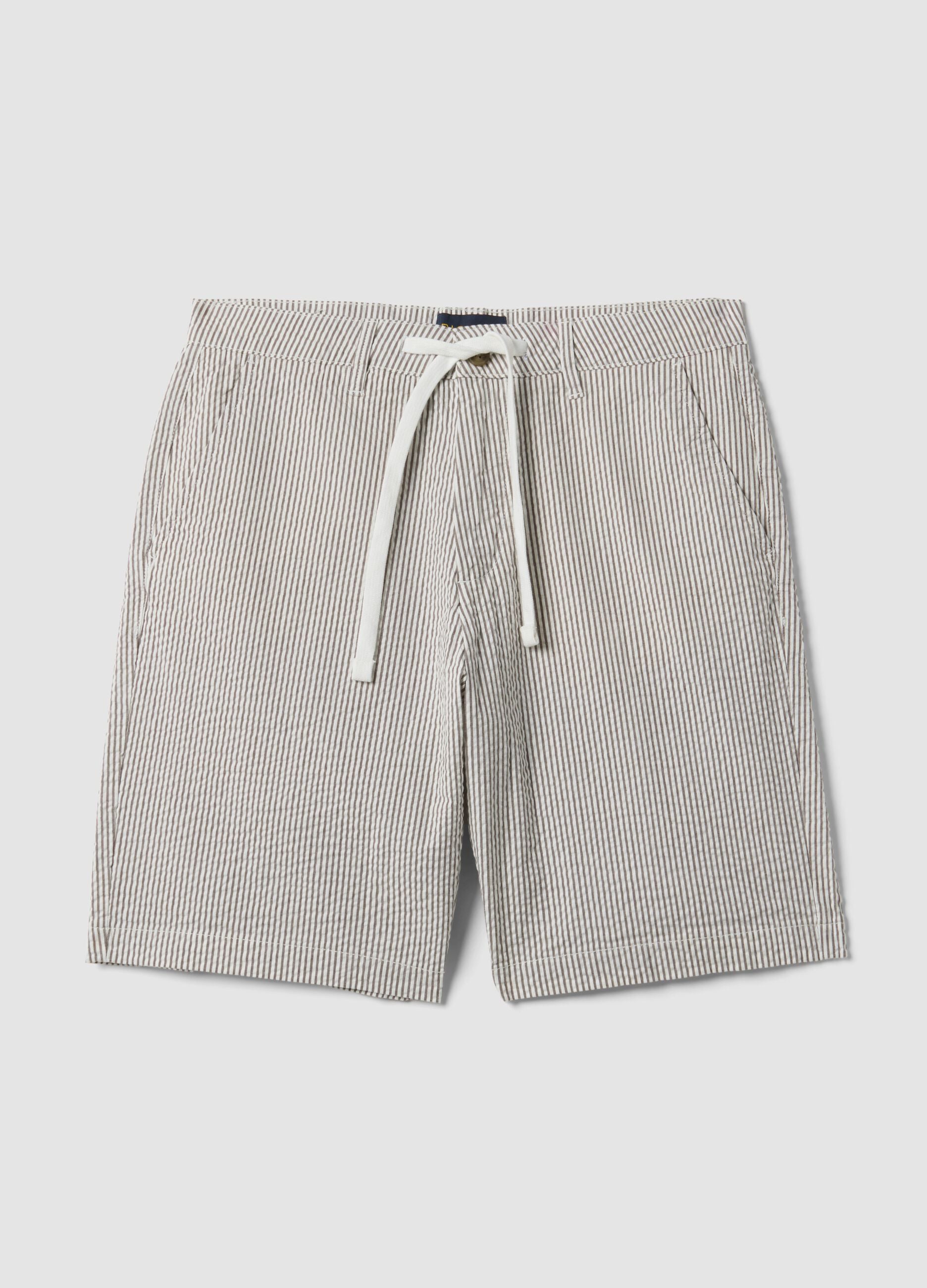 Multicolour striped regular-fit stretch cotton shorts