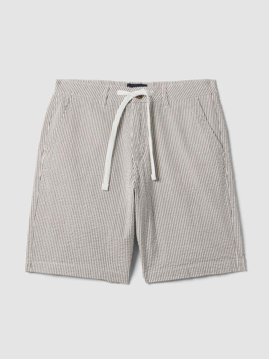 Multicolour striped regular-fit stretch cotton shorts_0