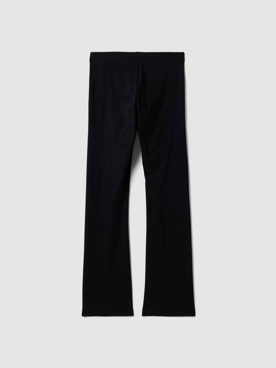 Black flared leggings in stretch cotton_6