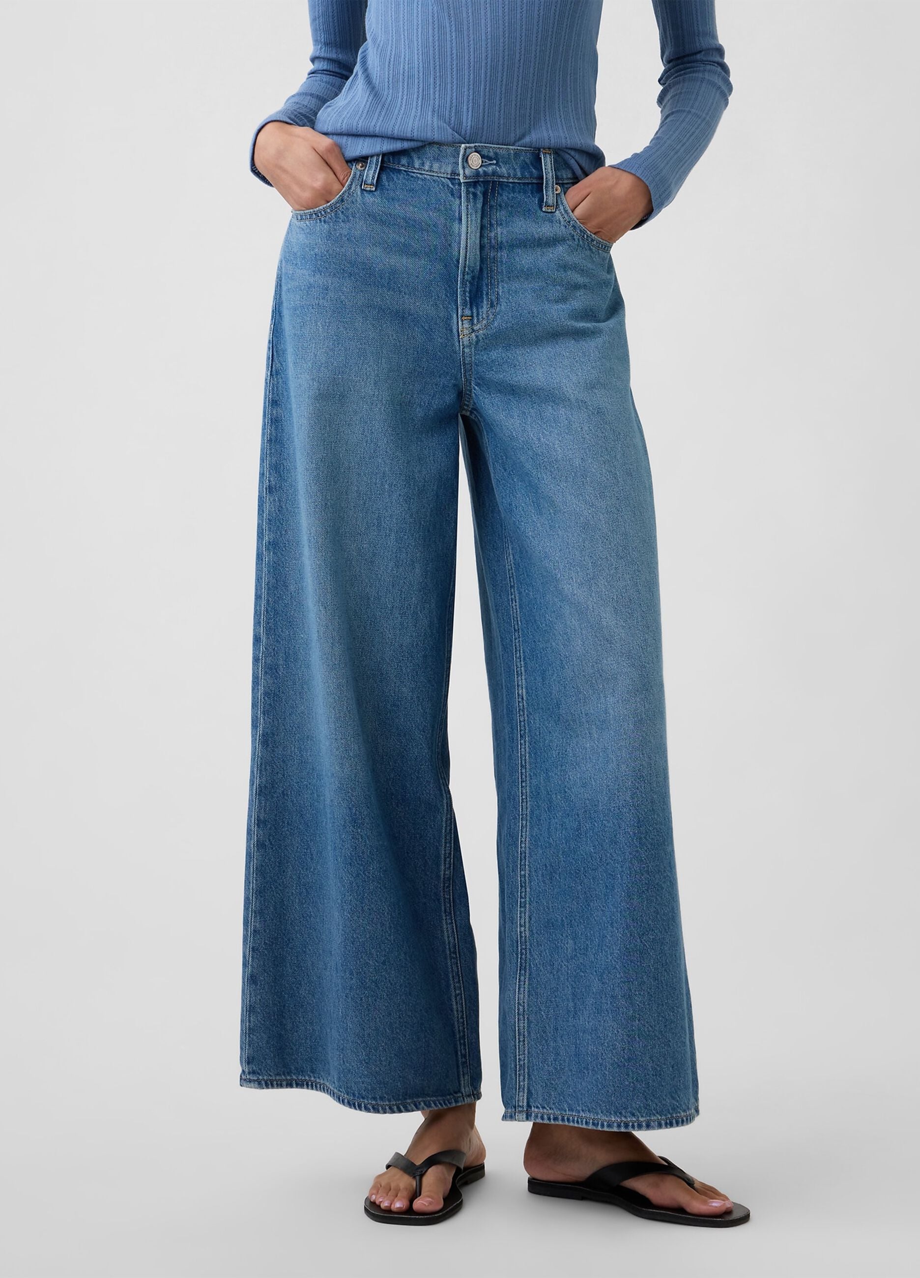 Pure cotton wide-leg jeans