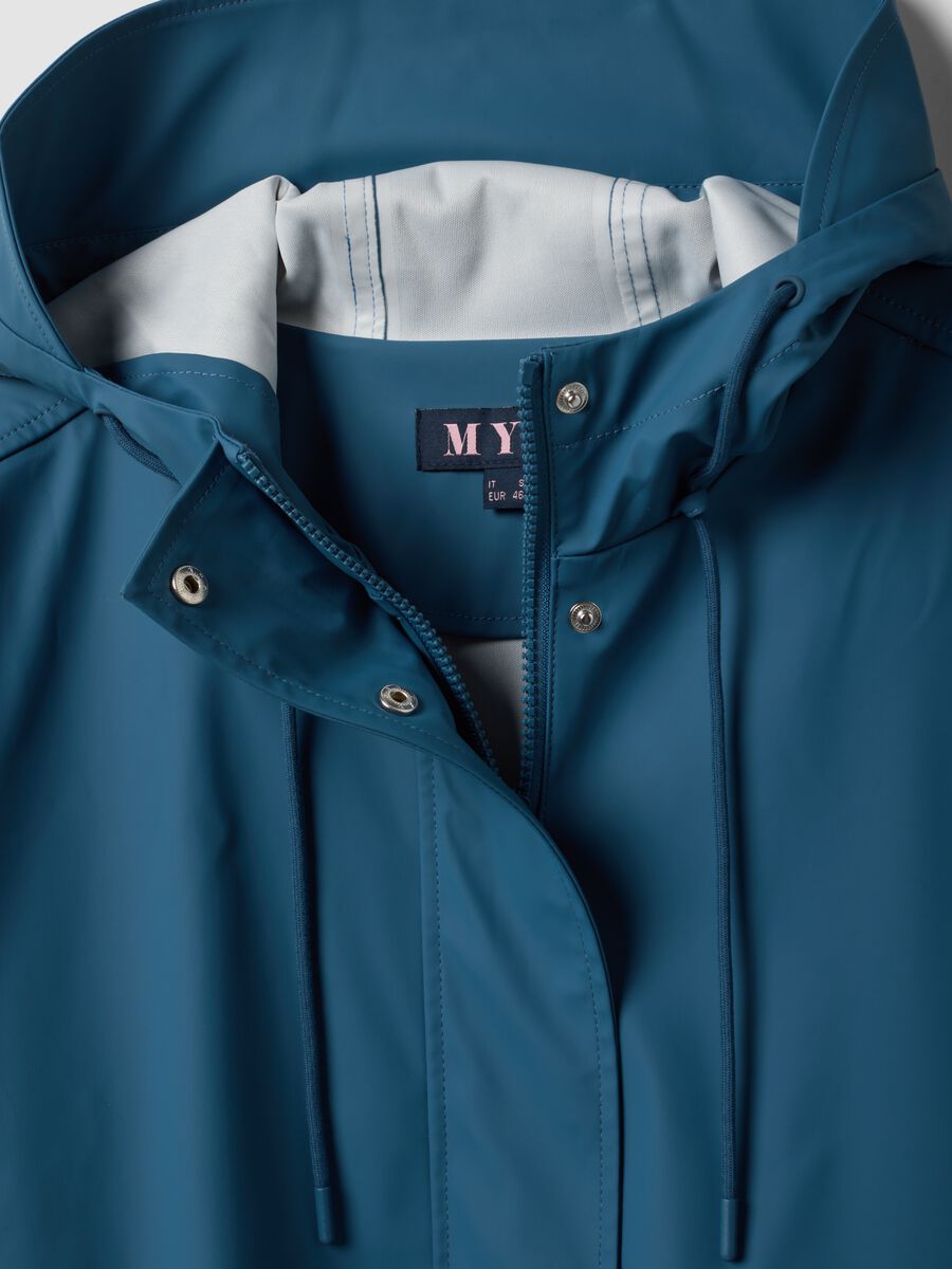 Blue hooded rain jacket with zip, regular fit_2