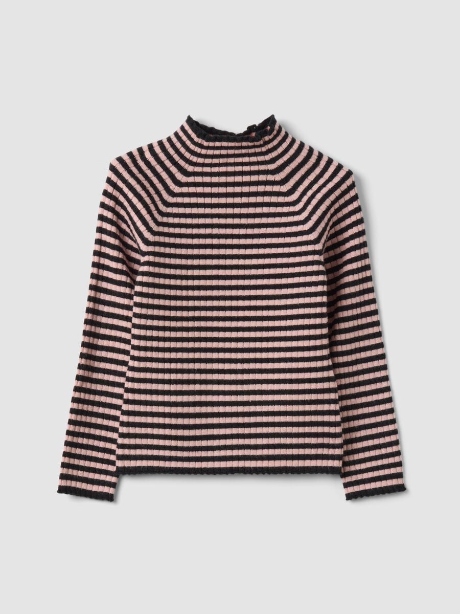 Pink striped viscose-blend crew-neck jumper_0