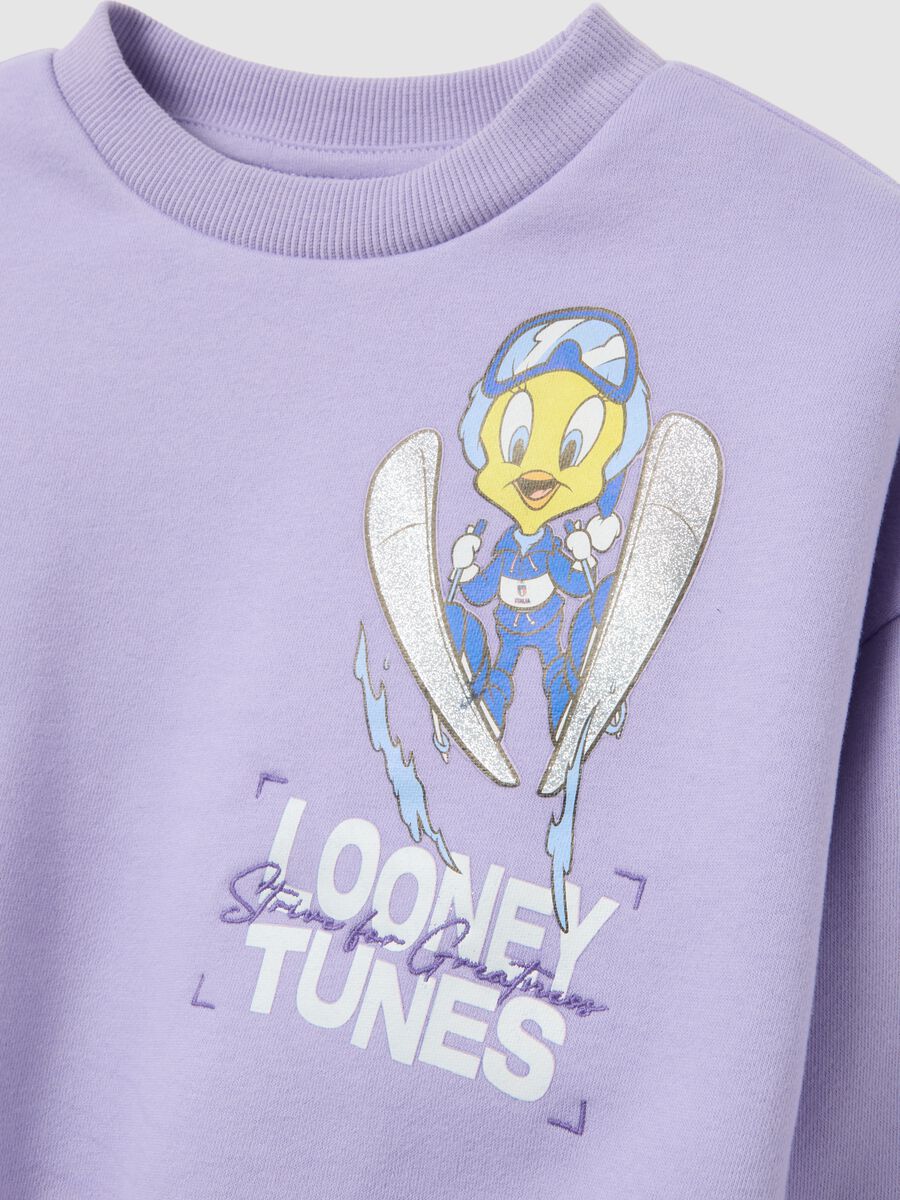 Girls' Regular Fit Purple Suit in Cotton Blend with Print_2