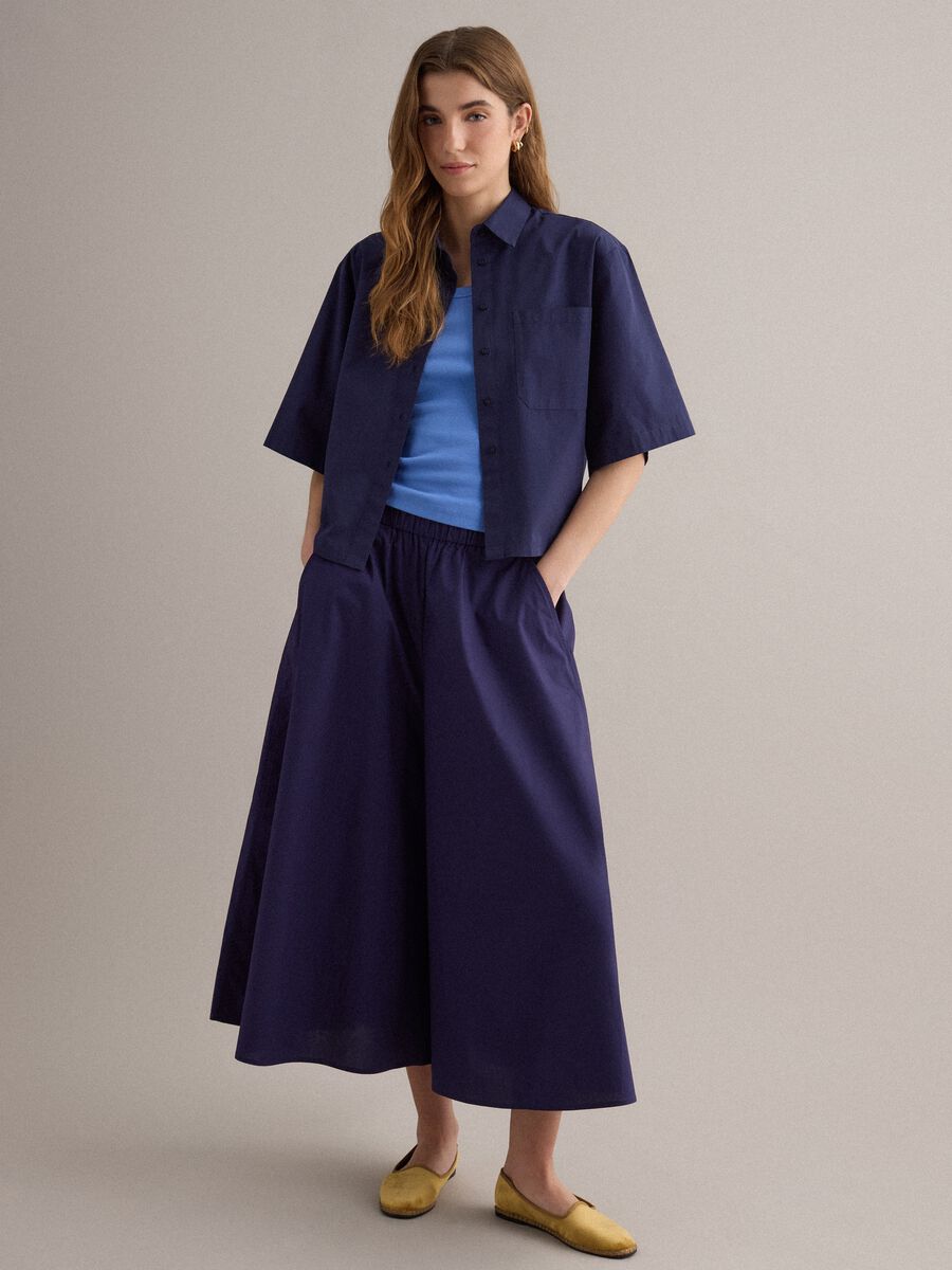 Blue maxi skirt in pure cotton_0