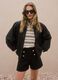 Black oversized cotton blend jacket with hidden closure_0