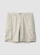 White pure cotton cargo Bermuda shorts, regular fit_4