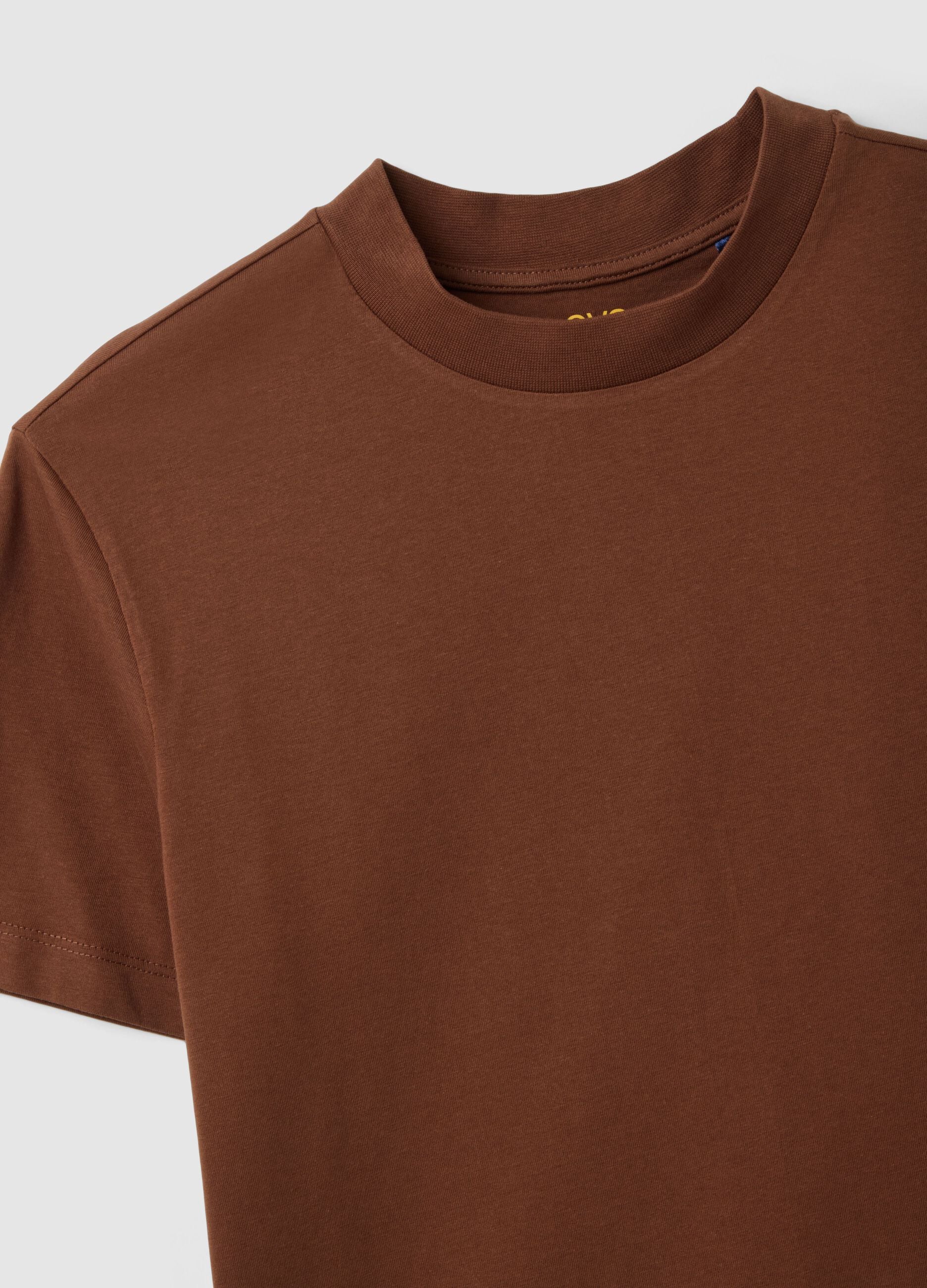 Brown pure cotton t-shirt regular fit
