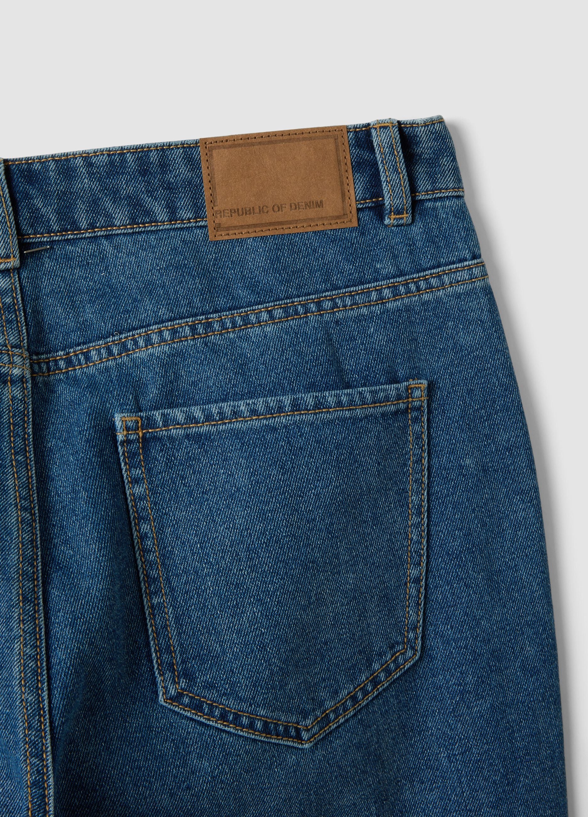 Blue denim jeans in cotton and viscose blend, regular fit