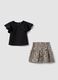 Black pure cotton set with T-shirt and shorts_0