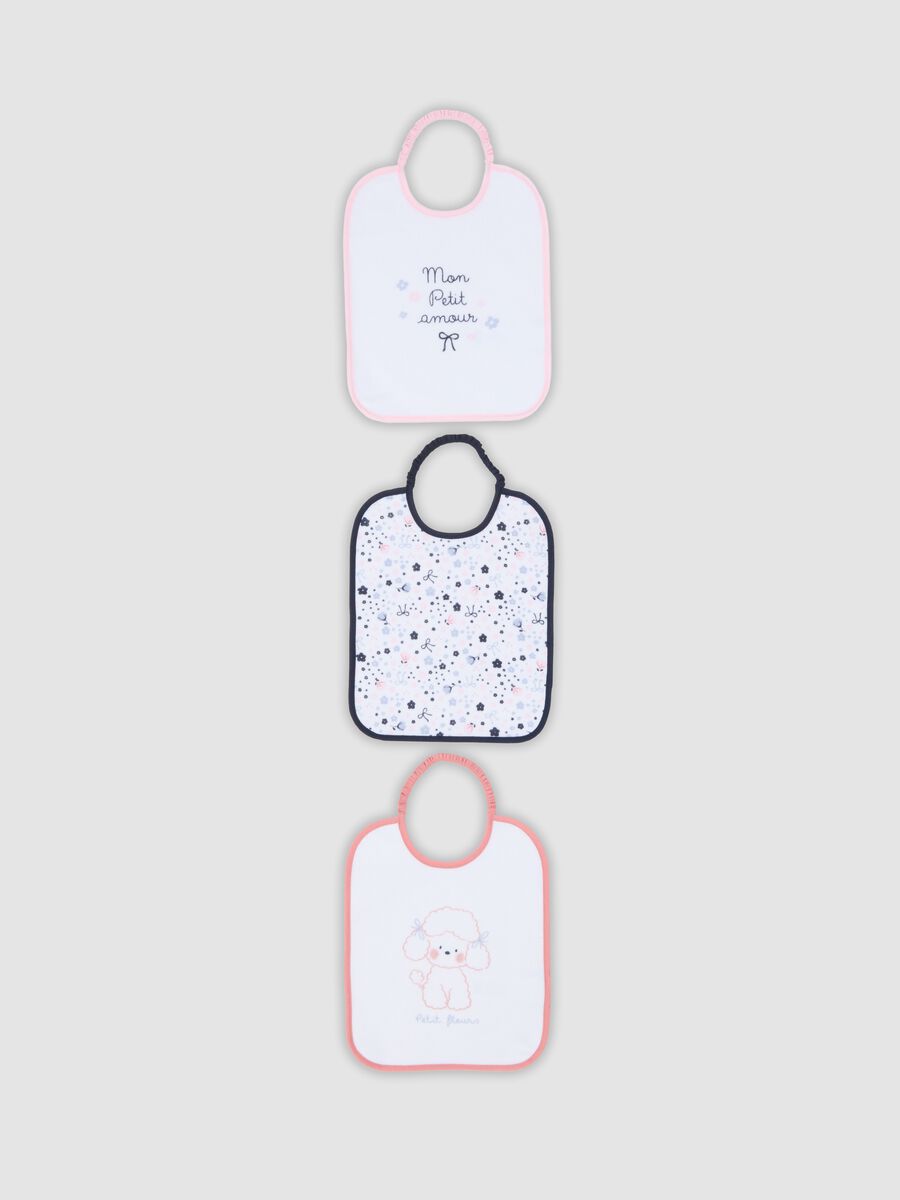 3-pack of multicolour organic cotton blend bibs for baby girls_0