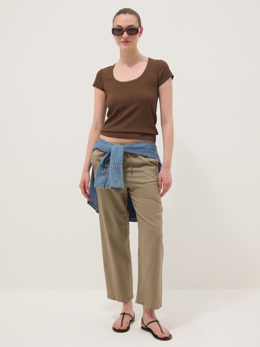 Brown stretch-fabric T-shirt_2