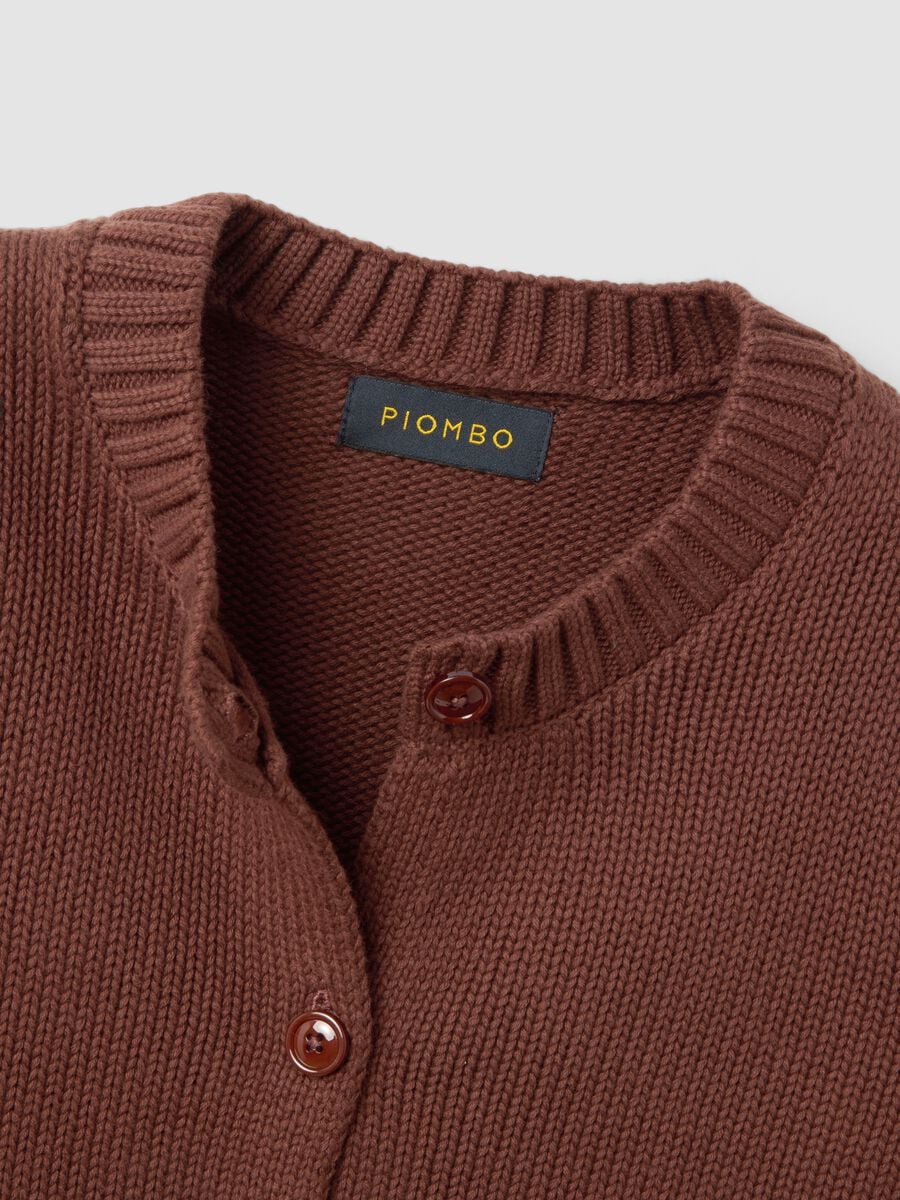 Brown pure cotton button-up cardigan, regular fit_5